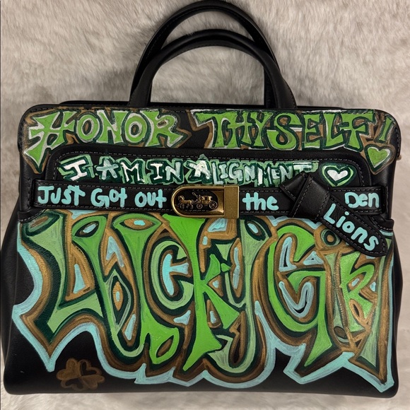 Coach Black and Green Graffiti Crossbody Bag - Picture 1 of 16